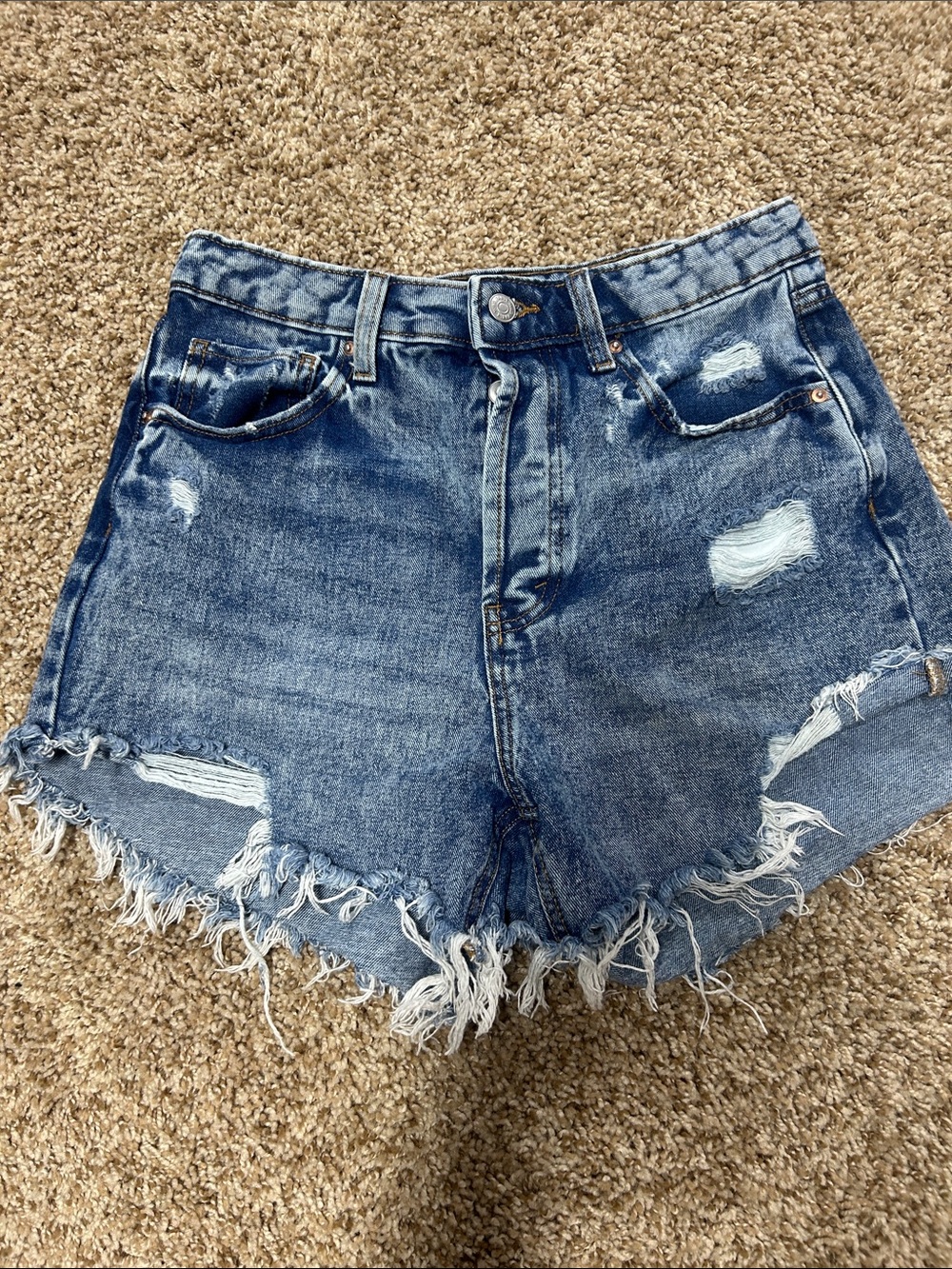 wild fable Distressed High-Rise Denim Shorts - Blue
